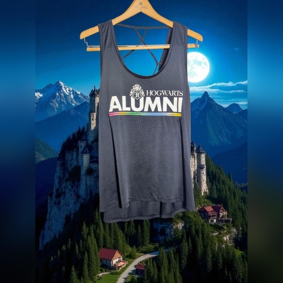 LG Women's Black Hogwarts Alumni Tank Top Harry Potter - Picture 1 of 6